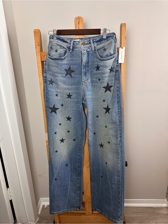 Pilcro Denim - Pilcro High Rise Star-Print Blue Denim Jeans